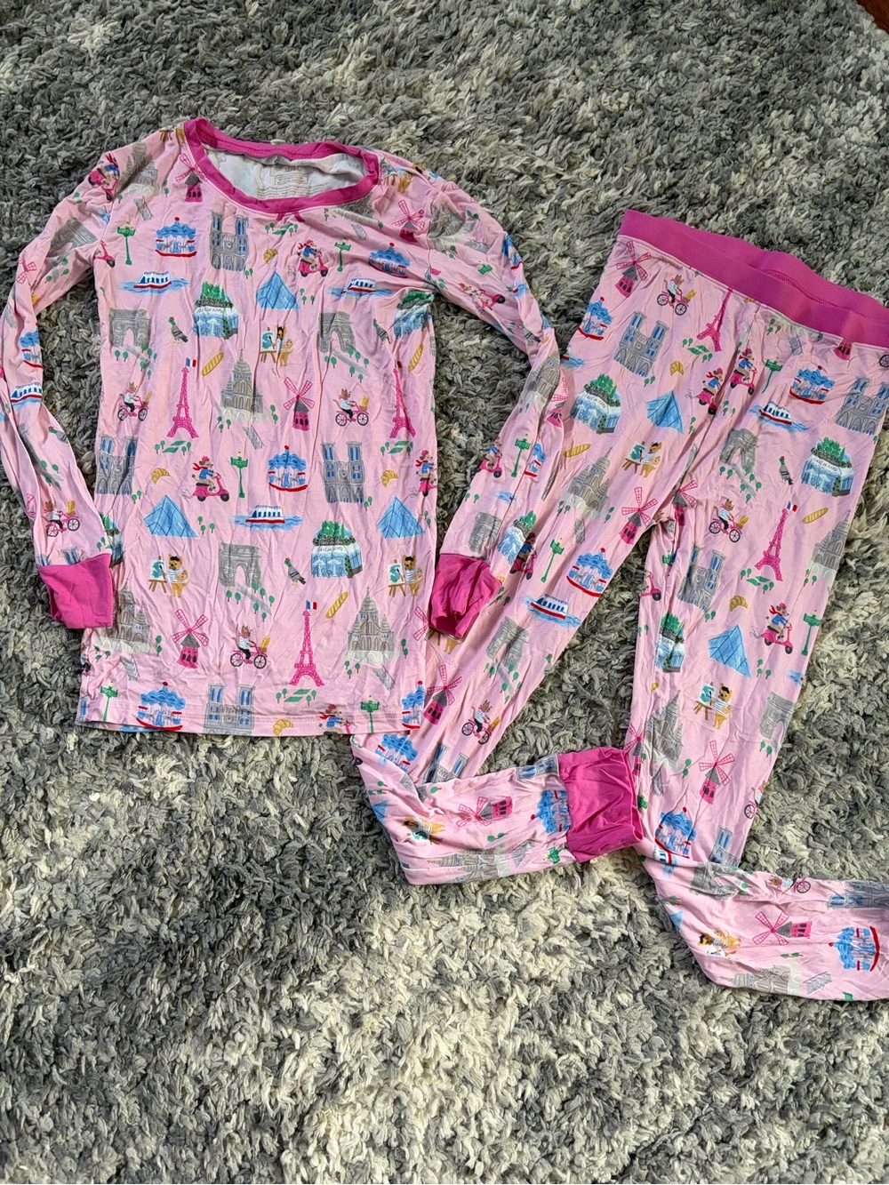 Little Sleepies “Weekend in Paris” Girls 12/14 Long Sleeve Bamboo Pajama Set